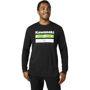 Fox Racing T-shirt met lange mouwen, Kawasaki, hoogwaardige kwaliteit, heren, zwart.