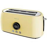 Cecotec Digital ClassicToast 15000 Broodrooster, geel, extra dubbel, 1500 W, capaciteit voor 4 toast, 2 extra grote lange sleuven, 3 functies, ledlicht, inclusief bovenstangen