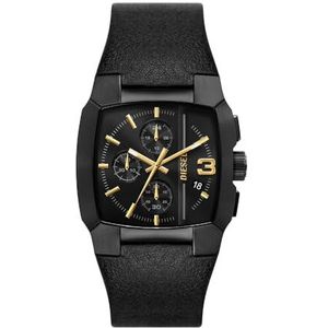 Diesel Cliffhanger horloge voor heren, chronograaf uurwerk met siliconen, roestvrij staal van lederen band, zwart