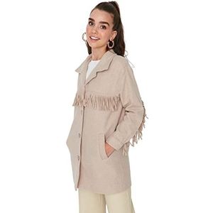 Dames parka met lange mouwen en reverskraag met ritssluiting, beige, 68, Beige