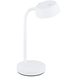 EGLO Cabales Led-tafellamp, 1 lichtpunt, modern, bedlampje van kunststof, woonkamerlamp in wit, lamp met tuimelschakelaar, warm wit