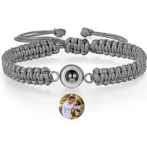 CusGifta Armbanden met fotoprojectie voor dames en heren, voor Valentijnsdag, Kerstmis en verjaardagen (personaliseerbaar), Titanium staal