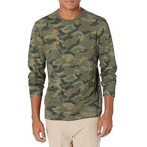 Amazon Essentials Heren T-shirt met lange mouwen, slim fit, camo groen, L