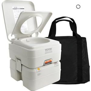 VEVOR Draagbaar toilet met spoeling, campingtoilet met 20 l materiaaltank en watertank, 12 l, reistoilet met niveau-indicator voor camper, caravan, volwassenen en kinderen