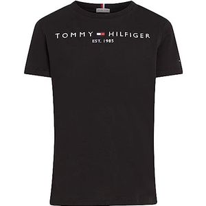 Tommy Hilfiger Essential Tee S/S, essentiële T-shirt, uniseks, voor kinderen (1 stuk), zwart.