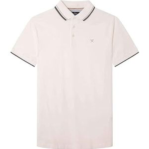Hackett London Poloshirt met dubbele kant, herenhemd, gebroken wit, M, Gebroken wit