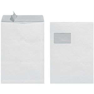 Herlitz Enveloppen C4 90 g met zelfklevende lijm met venster, 10 stuks met binnendruk in vacuümverpakking, wit, Set van 10 stuks