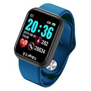 RF Distribution Power Color Smartwatch, fitness heren en dames, stappenteller, hartslagmonitor, slaap en gezondheid, berichten, zwarte behuizing met zwarte armband en blauwe armband