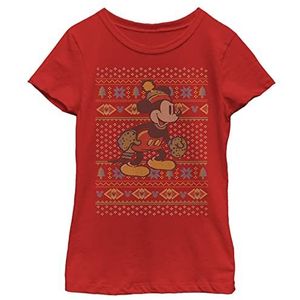 Disney Mickey Mouse Christmas Sweater Style Girls T-shirt rood, Rood
