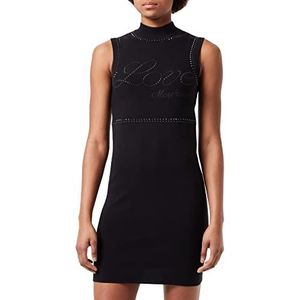 Love Moschino Getailleerde jurk voor dames, zwart.