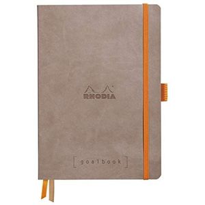 RHODIA 117573C Notitieboek, Bullet Journal, Goalbook, taupe, A5, gestippeld, 240 pagina's, wit papier, 90 g, 2 banden, elastische sluiting, omslag van kunstleer