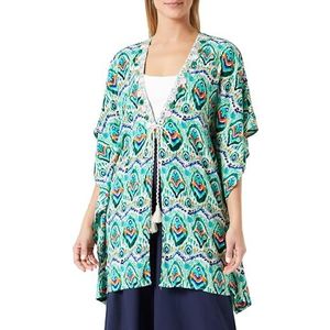 NALLY Kimono pour femme, Vert, multicolore., S
