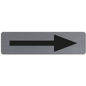 Exacompta - Ref. 67165E - 1 deurbord zelfklevend pijl zwart - Bedrukte wandplaat - Op alle ondergronden - Geborsteld aluminium look - Afmetingen: 16,5 x 4,4 cm