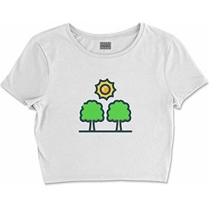 Bona Basics, Basic T-shirt met digitale print voor dames, 100% katoen, wit, casual, maat: M, wit, M, Wit