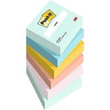 Post-it Notes, Beachkleuren, 6 blokken, 100 vellen per blok, 76 mm x 76 mm, groen, geel, oranje, blauw, roze - zelfklevende notities voor notities, takenlijsten en herinneringen