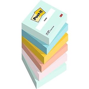 Post-it Notes, Beachkleuren, 6 blokken, 100 vellen per blok, 76 mm x 76 mm, groen, geel, oranje, blauw, roze - zelfklevende notities voor notities, takenlijsten en herinneringen