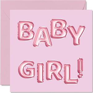 Wenskaart ""It's a Beautiful Baby Girl"", wenskaart voor pasgeborenen, wereldcadeau, 145 mm x 145 mm