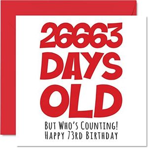 73 jaar verjaardagskaart voor mannen en vrouwen - 26663 dagen - grappige verjaardagskaart voor volwassenen van drieënzeventig drieënzeventig voor broer, zus, opa, mama, papa, 145 mm x