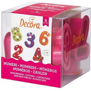 DECORA, 0255080 Nummersnijset, de ideale set voor het maken van decoraties van suikerpasta of gom, gemaakt in Italië, 9-delige set.