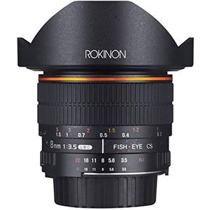 ROKINON 8 mm f/3,5 Aspherical fisheye-lens SLR grote Fish Eye zwart - lenzen en camerafilter (SLR, 10/7, groothoek-eye, 0,3 m, Nikon F, 8 mm)