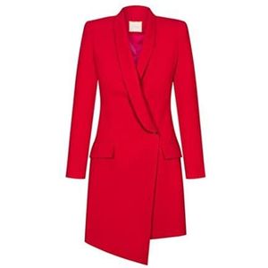 Swing Fashion Elegante jurk voor dames, zakelijke jurk, schede jurk, feestjurk, cocktailjurk, mini-avondjurk, lange mouwen, V-hals, kort, rood, 40, rood, L, Rood