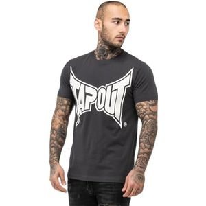 Tapout Heren T-shirt, regular fit, met logo, antraciet/off-white, L, antraciet/gebroken wit