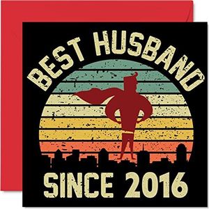 Koperen verjaardagskaart voor echtgenoot van vrouw - beste echtgenoot sinds 2016 - cadeau voor 7e huwelijksverjaardag voor partner, wenskaarten voor 7e huwelijksverjaardag 145