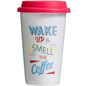 Premier Wake Up Thermosbeker met deksel, porselein/siliconen, meerkleurig, 330 ml