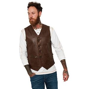 Joe Browns Joe Browns Bruin leren vest voor heren, bruin leren vest voor heren (1 stuk), Bruin