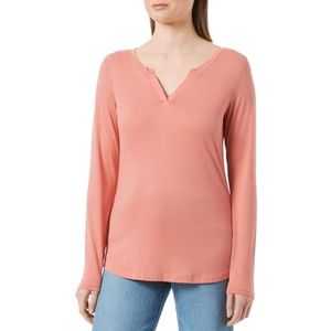 Q/S by s.Oliver T-shirt à manches longues pour femme avec col tunique, Orange, M