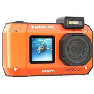 AgfaPhoto Realishot WP9500 Digitale camera, waterdicht, 7 m, 24 MP, 18 x zoom, 4 K video, 2,9 inch/1,4 inch dubbel display, oranje