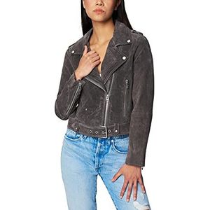 [BLANKNYC] Luxury Clothing Cropped Suede Leather Motorcycle Jacket korte motorjas van luxe suède voor dames, Grote hoogte