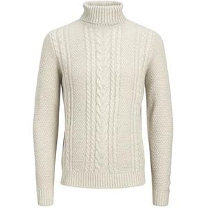 JACK & JONES Pull en tricot pour homme, Blanc-gris, XS