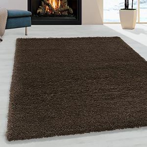 Giantore Hoogpolig tapijt effen knus woonkamer (bruin, 80 x 150 cm)