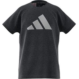 adidas g 3bar t-shirt voor meisjes, zwart gemêleerd/wit