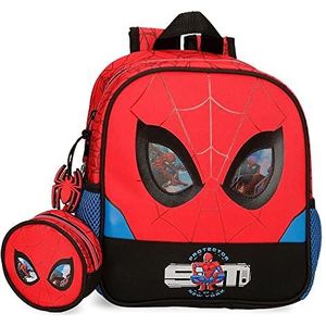 Marvel Spiderman Beschermingsrugzak, kleuterrugzak, aanpasbaar voor jongens, Rood, Rugzak voor kleuterschool, aanpasbaar