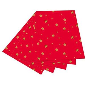folia 5820 10 vellen kartonnen papier rood met gouden sterren, 50 x 70 cm, aan beide zijden bedrukt, voor het knutselen en creatieve vormgeven van kaarten, raamfoto's en scrapbooking