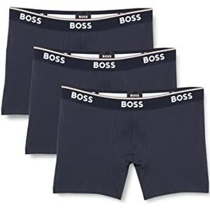 BOSS Boxershorts voor heren, kort 3P CO/EL, verpakking van 3 stuks, lange boxershorts van stretchkatoen met logo, Blauw