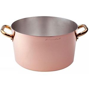 Pentole Agnelli ALCU10428 steelpan, hoogwaardig, vertind koper, met twee messing handgrepen, 28 cm