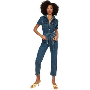 Trendyol Blue Arched Denim Overalls tuinbroek voor dames, Blauw