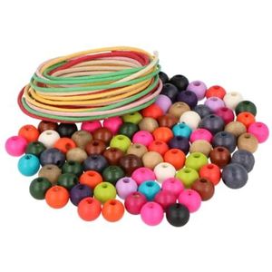 INNSPIRO Houten kralen, verschillende kleuren, 10 mm en 5 m, katoengaren 500u, ca.