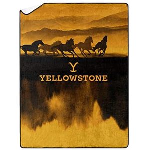 Northwest Yellowstone Sherpa-deken, 152,4 x 203,2 cm, wilde paarden