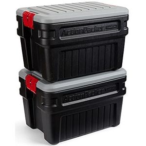 Rubbermaid ActionPacker, industriële en robuuste opbergdozen met deksel, 71 l, 2 stuks