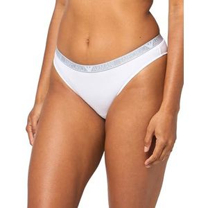 Emporio Armani Stretch Cotton Studs Logoband, 2 stuks, Braziliaanse slip voor dames, Wit.