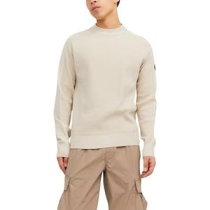 JACK & JONES Jcofilo Knit Mock Neck Sn gebreide herentrui, Lichtbeige