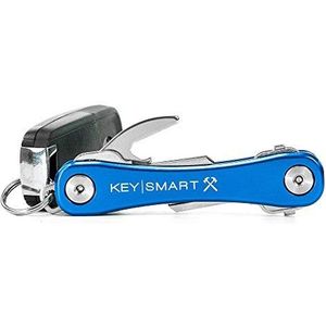 KeySmart Robuust, multifunctionele sleutelhanger met flesopener en zakclip (tot 14 sleutels, blauw)