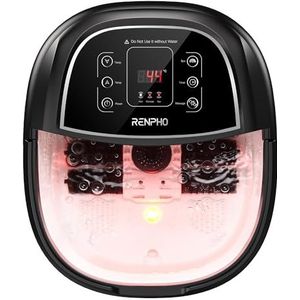 RENPHO Masseur spa pour les pieds, bain de pieds avec chauffage rapide, massage automatique, jets à bulles puissants, rouleaux de massage shiatsu motorisés, pédicure pour pieds fatigués, minuterie et température réglables, noir