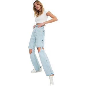 Trendyol Jeans met hoge taille en brede pijpen uit de jaren 90 voor dames (1 stuk), Lichtblauw