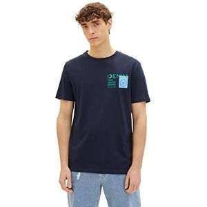 TOM TAILOR Denim T-shirt pour homme avec logo imprimé, 10668 – Sky Captain Blue., XS