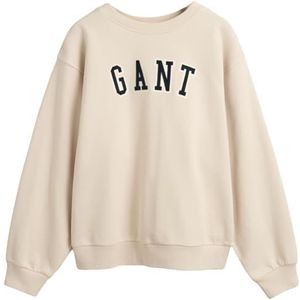 GANT Sweat-shirt à col en C avec logo pour femme, Soft Oat, XXL